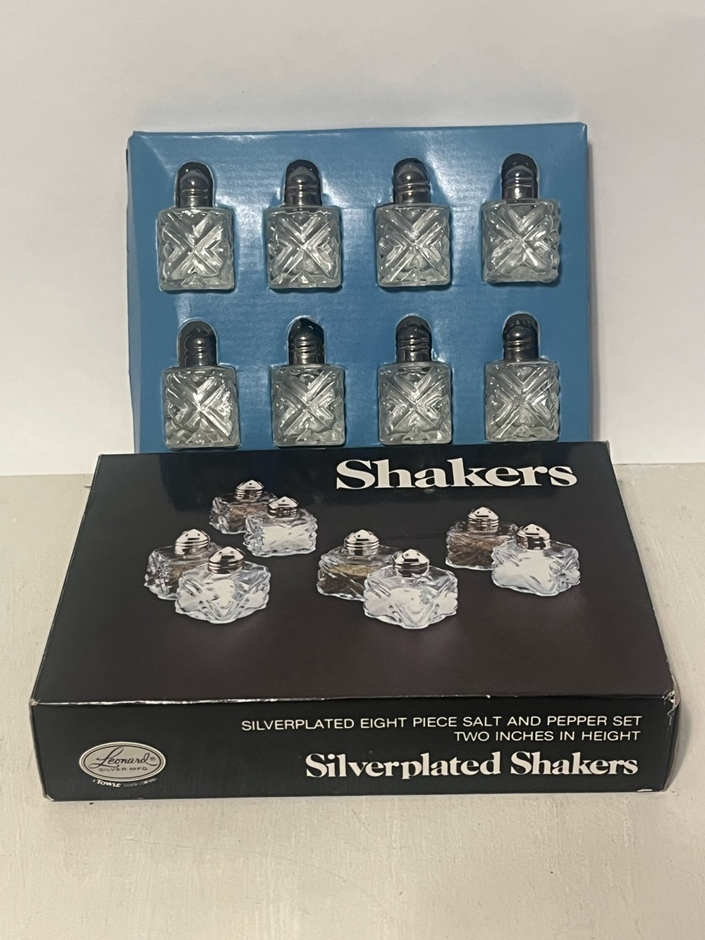 Leonard Silverplated Clear Glass Salt & Pepper Shakers - Set of 8